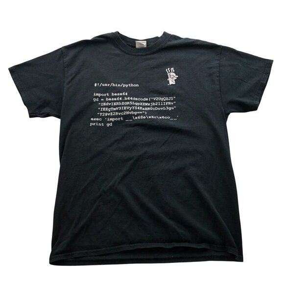 Gildan Men T-Shirt Large Short Sleeve Dry Blend GoDaddy Graphic Black Tee Casual - Picture 1 of 11